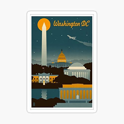 Washington DC Retro Poster Sticker - Sticker Graphic - Auto, Wall, Laptop, Cell, Truck Sticker for Windows, Cars, Trucks