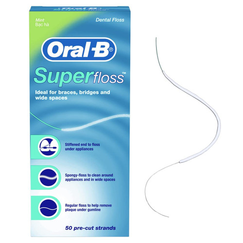 Oral-B Super Floss Pre-Cut Strands Dental Floss, Mint, 50 Count Oral-B Super Floss Pre-Cut Strands Dental Floss, Mint, 50 Count