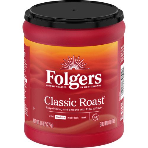 Folgers Classic Roast Ground Coffee, Medium Roast, 9.6-Ounce Folgers Classic Roast Ground Coffee, Medium Roast, 9.6-Ounce