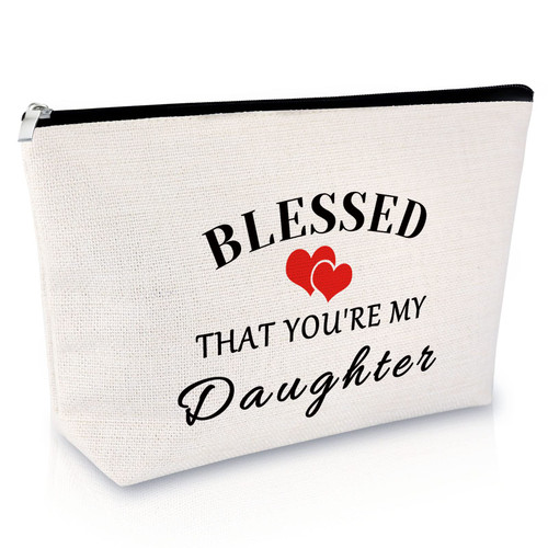Daughter Christmas Gift from Mom Dad Makeup Bag Birthday Gift for Daughter Cosmetic Bag Graduation Gift for Her Daughter Gift for Wedding Christmas Valentine's Gift Ideas Travel Cosmetic Pouch