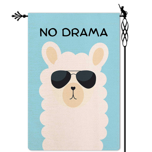 Jauageon No Drama Llama Garden Flag Alpaca Small Garden Flag Vertical Double Sided Rustic Farmland Burlap Yard Lawn Outdoor Decor 12.5x18"