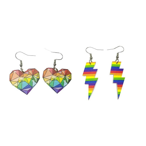 2 Pairs Rainbow Acrylic Earrings Pride Earrings Rainbow Mesh Drop Earrings Lightweight Love Heart Dangle Colorful Earrings For Women Girls Men 2 Pairs Rainbow Acrylic Earrings Pride Earrings Rainbow Mesh Drop Earrings Lightweight Love Heart Dangle Colorful Earrings For Women Girls Men