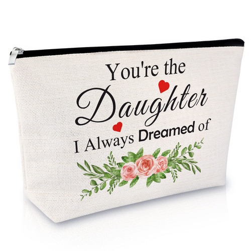 Daughter in Law Gift Makeup Bag Daughter Gifts from Mom and Dad Birthday Gift for Daughter Cosmetic Bag To My Daughter Graduation Gift Christmas Wedding Valentines Day Gift Travel Cosmetic Pouch