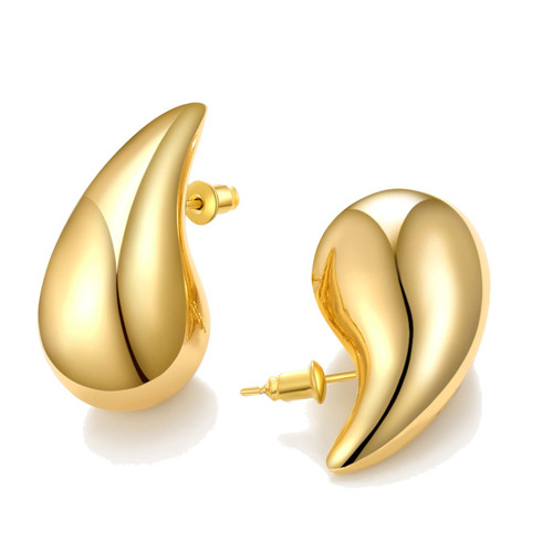 Gold Chunky Hoop Earrings Hypoallergenic Lightweight Hollow Tear Drop Hoops 18K Real Plated Chunky Hoop Earrings Trendy Jewelry for Girls Women