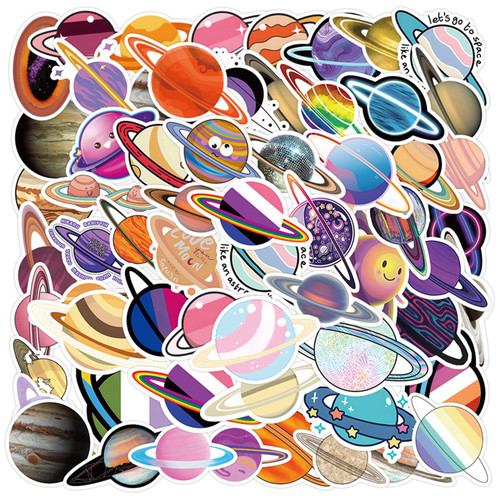 Space Planet Stickers Pack, Galaxy Stickers 60PCS Cute Space Stickers for Kids Teens Adults Glueewee Waterproof Vinyl Stickers for Water Bottles Laptop Scrapbook Journal
