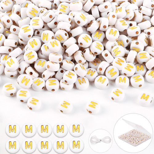 DIYDEC 500PCS Letter Beads 4x7mm Round Acrylic Gold Alphabet Beads White Letter Beads for Bracelets Jewelry Making DIY Crafts Gifts for Girls Adults(M) DIYDEC 500PCS Letter Beads 4x7mm Round Acrylic Gold Alphabet Beads White Letter Beads for Bracelets Jewelry Making DIY Crafts Gifts for Girls Adults(M)