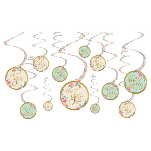 amscan Bridal Shower Hanging Swirl Decorations- 12 pcs., Multicolor