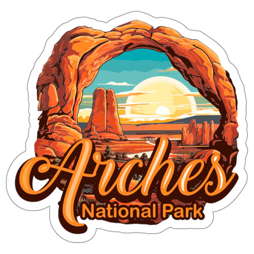 Arches National Park Sticker Utah Travel Vinyl Passport Small Decal Waterproof for Water Bottle Mug Book Scrapbook Notebook Laptop Tumbler Skateboard Computer Phone Size 4" Funny Gift