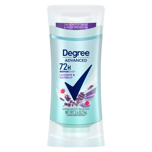 Degree Advanced Antiperspirant Deodorant Lavender & Waterlily 72-Hour Sweat & Odor Protection Antiperspirant for Women with MotionSense Technology 2.6 oz