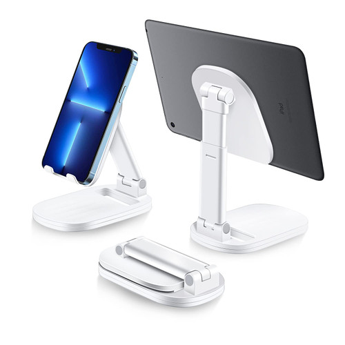 Foldable Cell Phone Stand for Desk,Height Adjustable Holder Portable Cellphone Cradle Desktop Dock Compatible with iPhone 14 13 12 Pro Max Mini Se,Samsung Galaxy S23 S22 4-8'' Smartphone