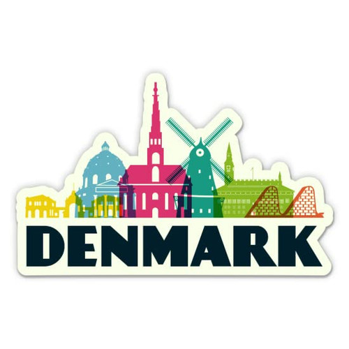 Squiddy Denmark Travel Landmarks - Vinyl Sticker Decal for Phone, Laptop, Water Bottle (3" Wide)