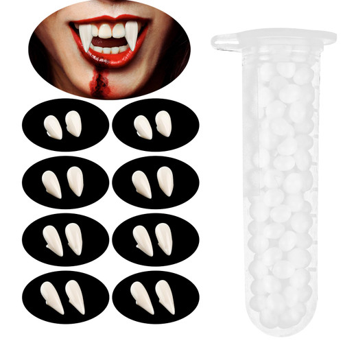 Sibba 8 Pairs Vampire Teeth Dentures, 4 Size Vampire Fangs for Halloween Cosplay Props with Teeth Pellets Adhesive, Halloween Costume Party Favors(13mm, 15mm, 17mm, 19mm) Sibba 8 Pairs Vampire Teeth Dentures, 4 Size Vampire Fangs for Halloween Cosplay Props with Teeth Pellets Adhesive, Halloween Costume Party Favors(13mm, 15mm, 17mm, 19mm)