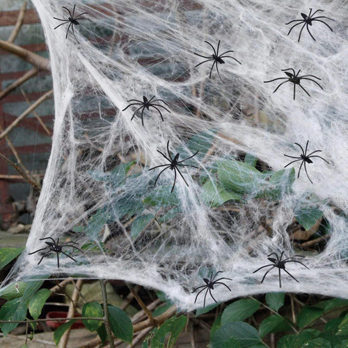 GZCQLKOR 240 Sqft Halloween Decor Spider Web, Super Stretch Cobwebs Halloween Party Supplies with 30 Fake Spiders for Indoor & Outdoor Halloween Decor
