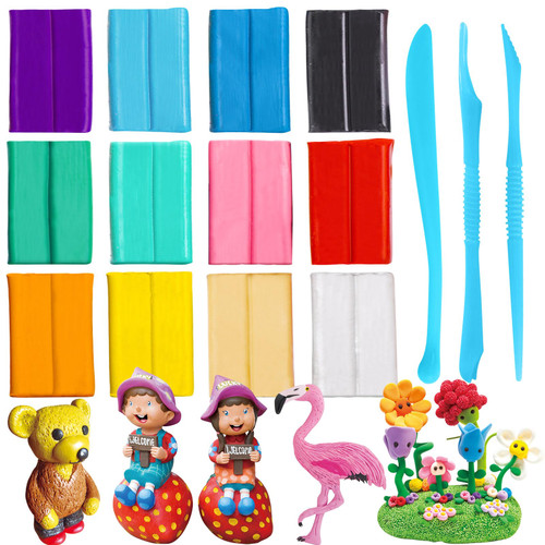 Polymer Clay, 12 Colors Modeling Clay, DIY Oven Bake Molding Clay for Kids with Sculpting Clay Tools, Art Craft Gift for Kids Polymer Clay, 12 Colors Modeling Clay, DIY Oven Bake Molding Clay for Kids with Sculpting Clay Tools, Art Craft Gift for Kids