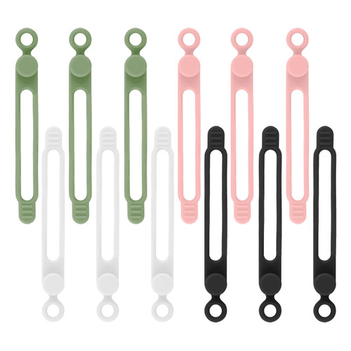 12Pcs Silicone Cable Ties, Reusable Cable Ties Management Organizer, Cord Wraps for Charging Cords, Multicolor Cable Straps, Cable Ties for Charging Cords, Computer Headphone Cable Cord Ties Reusable