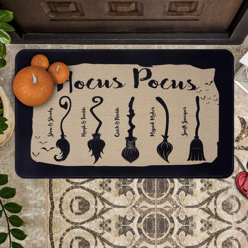 FRAMICS Halloween Front Door Mat, Welcome Magic Broom Door Mat with Non-Slip Rubber Backing, Bat Decorative Front Door Rug Mat, Non Slip Door Mat Indoor Entrance for Patio, Home Decor 17 x 30 Inch