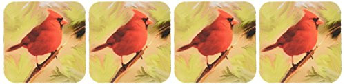 3dRose LLC Red Cardinal Coaster, Soft, Set of 4