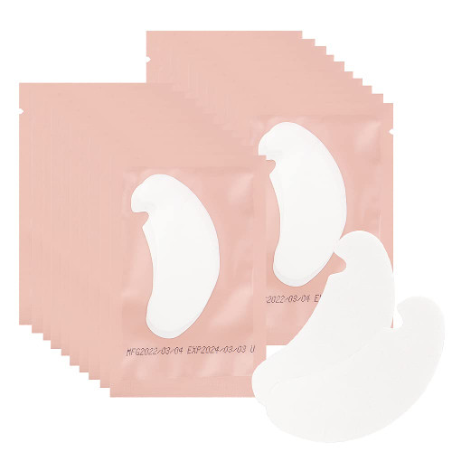 Mekupeu 50 Pair Under Eye Pads,Eyelash Extension Gel Patches, Lash Extension Lint Free Under Hydrogel Eye Mask Pads Beauty Tool (Pink)