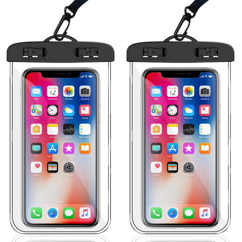 Migeec Waterproof Phone Case (2 Packs) IPX8 Waterproof Phone Pouch Dry Bag Waterproof Bag for Beach Kayaking Travel Compatible with iPhone Android Device up to 6.9" (Black)