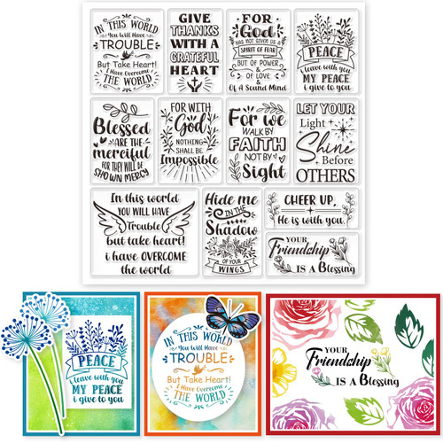 GLOBLELAND Bible Religion Words Transparent Clear Stamps Blessing Texts Embossing Stamp Sheets Silicone Clear Stamps Seal for DIY Scrapbooking and Card Making Paper Craft Decor