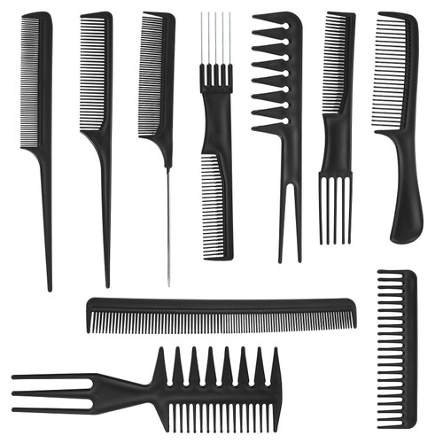 10 Pcs Hair Comb Set, Comb Sets for Hair Styling, Hair Parting Combs, Rat Tail Combs, Wide and Fine Tooth Comb, for Women Men Hair Sectioning Parting Braiding Styling Teasing Combs