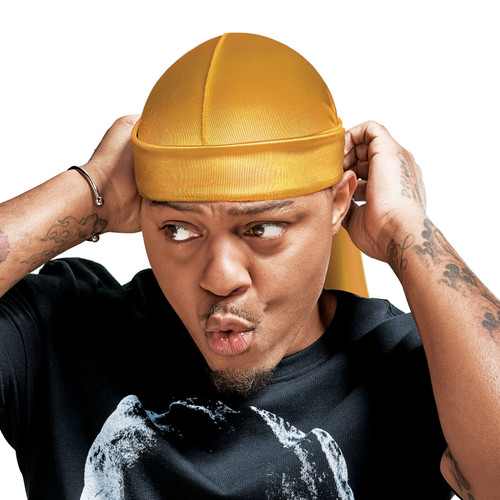 RED by Kiss Bow Wow X Power Wave Extreme Shine Silky Durag for Men Waves Silky Long Tail Doo Rag Headbands Headwraps (Gold)