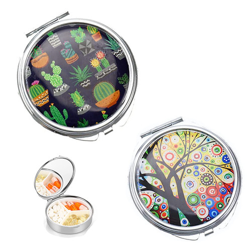 2 Pack Pill Boxs Pocket Purse,three separate Compartment,Travel Pill Decorative Box,detachable(5)
