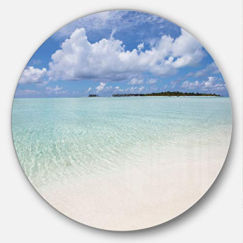 Designart MT10794 C11 Fascinating Maldives Empty Seashore Seascape Circle Wall Art Disc, 11" x 11", Blue