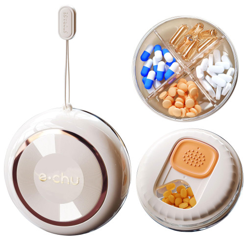 Small Pill Box- Travel Daily Pill Organizer, Pill Dispenser with 4 Compartments for Purse Pocket Compact Travel Medicine Holder Container for Vitamin,Fish Oil,Supplement,Medication Small Pill Box- Travel Daily Pill Organizer, Pill Dispenser with 4 Compartments for Purse Pocket Compact Travel Medicine Holder Container for Vitamin,Fish Oil,Supplement,Medication