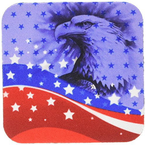 3dRose cst_62901_1 Red, White and Blue Stars and Stripes with a Patriotic Eagle Head Soft Coasters, Set of 4