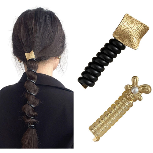 2023 New Telephone Wire Hair Bands, Metal Braided Telephone Wire Hair Bands, Spiral Hair Ties Phone Cord, Ponytail Holder Accessories for Women Girls 2023 New Telephone Wire Hair Bands, Metal Braided Telephone Wire Hair Bands, Spiral Hair Ties Phone Cord, Ponytail Holder Accessories for Women Girls