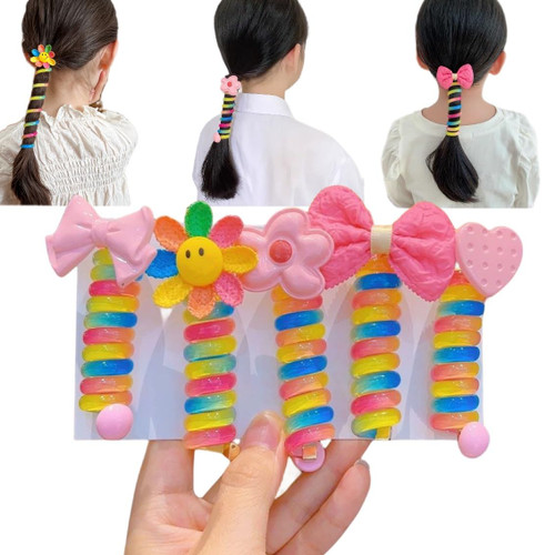 5Pcs Colorful Telephone Wire Hair Bands for Kids, Bowknot Braided Telephone Wire Hair Bands, Spiral Hair Ties Phone Cord, Ponytail Holder Accessories for Women Girls 5Pcs Colorful Telephone Wire Hair Bands for Kids, Bowknot Braided Telephone Wire Hair Bands, Spiral Hair Ties Phone Cord, Ponytail Holder Accessories for Women Girls