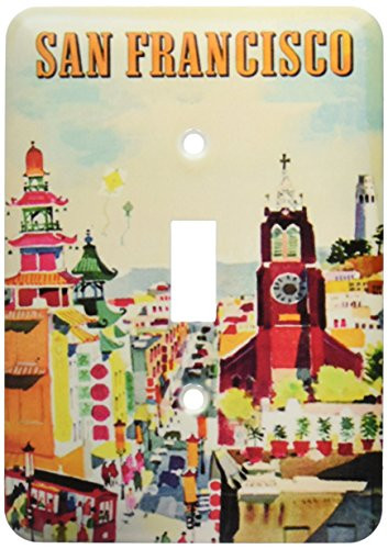 3dRose LLC lsp_151033_1 San Francisco Downtown Vintage Travel Poster Single Toggle Switch