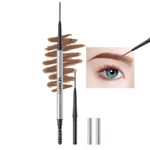 Eyebrow Pencil,2Pcs Professional Micro Brow Pencil with Spoolie Brush,Longwearing Waterproof Eyebrow Pencil,Eye Brow Pencils for Women.(Medium Brown)