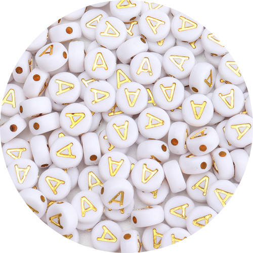 Siomia 100Pcs Letter Beads 4x7mm White Round Acrylic Gold Alphabet Beads Letter A Beads for Jewelry Making DIY Bracelets Necklaces Key Chains Siomia 100Pcs Letter Beads 4x7mm White Round Acrylic Gold Alphabet Beads Letter A Beads for Jewelry Making DIY Bracelets Necklaces Key Chains