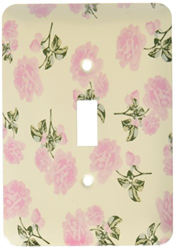 3dRose lsp_56631_1 Shabby Chic Light Pink Roses Vintage Floral Pattern On White Single Toggle Switch