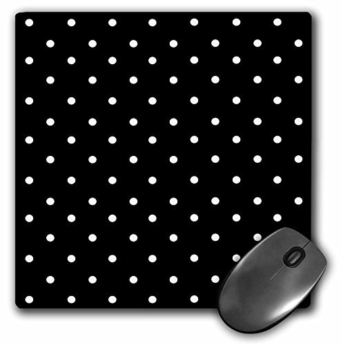 3dRose LLC 8 x 8 x 0.25 Inches Mouse Pad, Black and White Polka Dot Pattern Small Dots Stylish Classic Classy Elegant Retro Dotty Spotty (mp_120245_1)