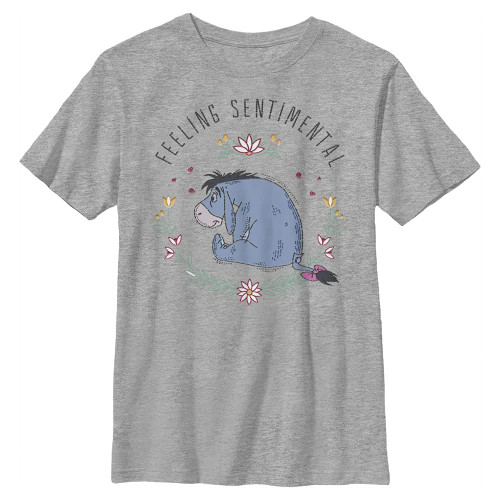 Disney Winnie The Pooh Eeyore Flowers Boy's Crew Tee, Athletic Heather, Medium Disney Winnie The Pooh Eeyore Flowers Boy's Crew Tee, Athletic Heather, Medium