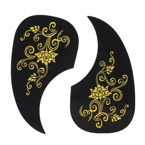 Vbest life Acoustic Guitar Pick Guard, 2Pcs Comma Shape Pickguard Pick Guard Sticker for Acoustic Guitar Accessory(Gold) for Acoustic Pickguard Black