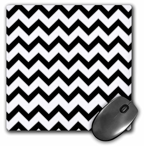 3dRose LLC 8 X 8 X 0.25 Inches Chevron Pattern Black and White Zigzag Mouse Pad (mp_110747_1)