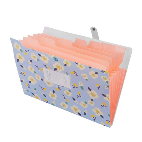 Expanding File Folder,Expanding Accordion File Organisers Portable A4 File Folder Plastic Document Organiser Bag Pocket with Snap Button Closure,Blue Folder