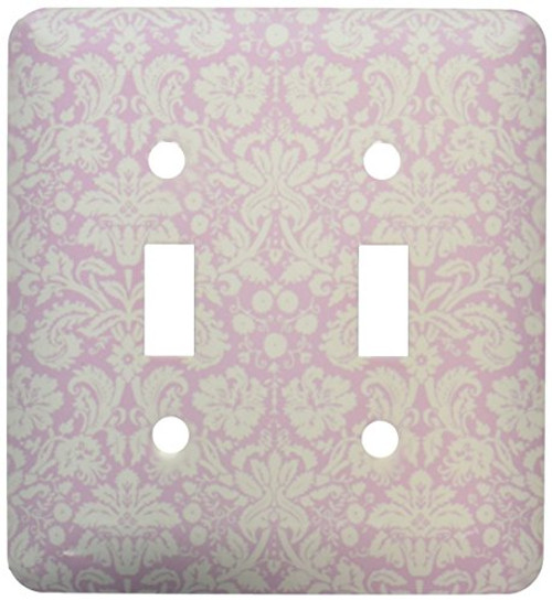 3dRose LLC lsp_151452_2 Light Pink and White Damask Pattern Pastel Delicate Girly Victorian Fancy Vintage Elegant Swirls Double Toggle Switch