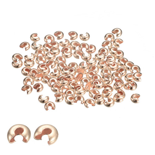 uxcell 200Pcs Crimp Beads Covers, 4mm Crimp Bead Knot Covers Round Open Beads End Tips for Jewelry Making DIY, Rose Gold uxcell 200Pcs Crimp Beads Covers, 4mm Crimp Bead Knot Covers Round Open Beads End Tips for Jewelry Making DIY, Rose Gold