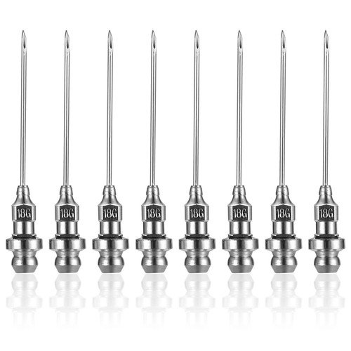 RUGLAMZHIP Grease Injector Needle, Grease Needle Nozzle, Bearing Grease Needle Injector Needle, 8 Pcs Nose Grease Dispenser for Greasing Sealed Joints Needle Grease, 18 Gauge