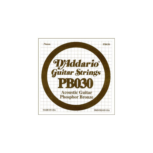 D'Addario PB030 Phosphor Bronze Wound Acoustic Guitar Single String.030