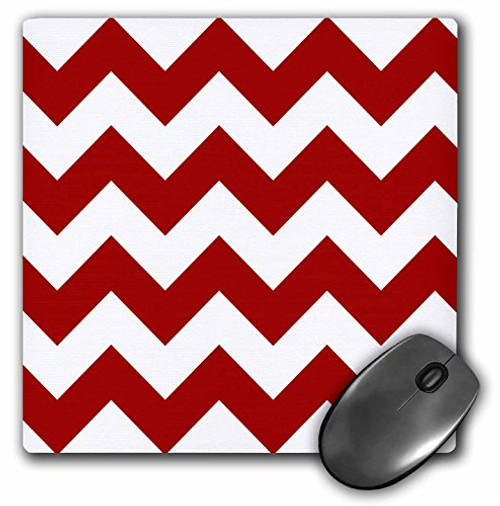 3dRose LLC 8 x 8 x 0.25 Inches Mouse Pad, Red and White Chevron Pattern (mp_149892_1)