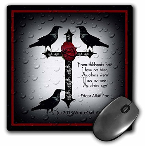 3dRose LLC 8 x 8 x 0.25 Inches Mouse Pad, A Black Gothic Cross with Designs and Ravens (mp_165355_1) 3dRose LLC 8 x 8 x 0.25 Inches Mouse Pad, A Black Gothic Cross with Designs and Ravens (mp_165355_1)