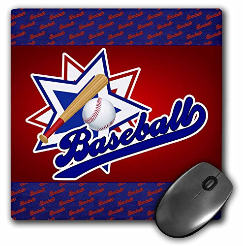 3Drose LLC 8 X 8 X 0.25 Inches Mouse Pad, Baseball Theme in Blue, Red and White for Boys and Sports Lovers (Mp_127594_1)