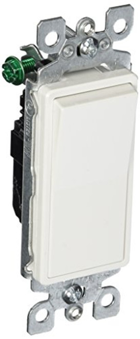 Leviton 5601-2W 15 Amp, 120/277 Volt, Decora Rocker Single-Pole AC Quiet Switch, Residential Grade, Grounding, White