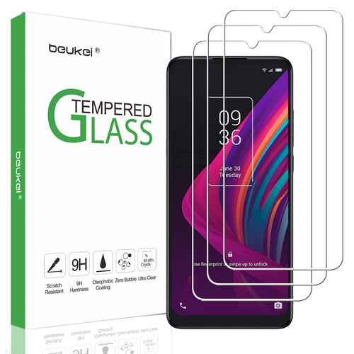 beukei (3 Pack) Compatible for TCL 10 SE Screen Protector Tempered Glass, Touch Sensitive,Case Friendly, 9H Hardness
